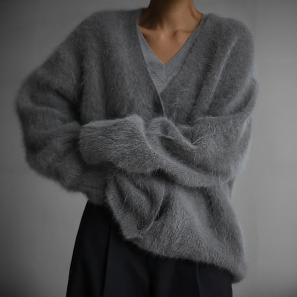 Jersey de invierno para señora con tapeta de botones