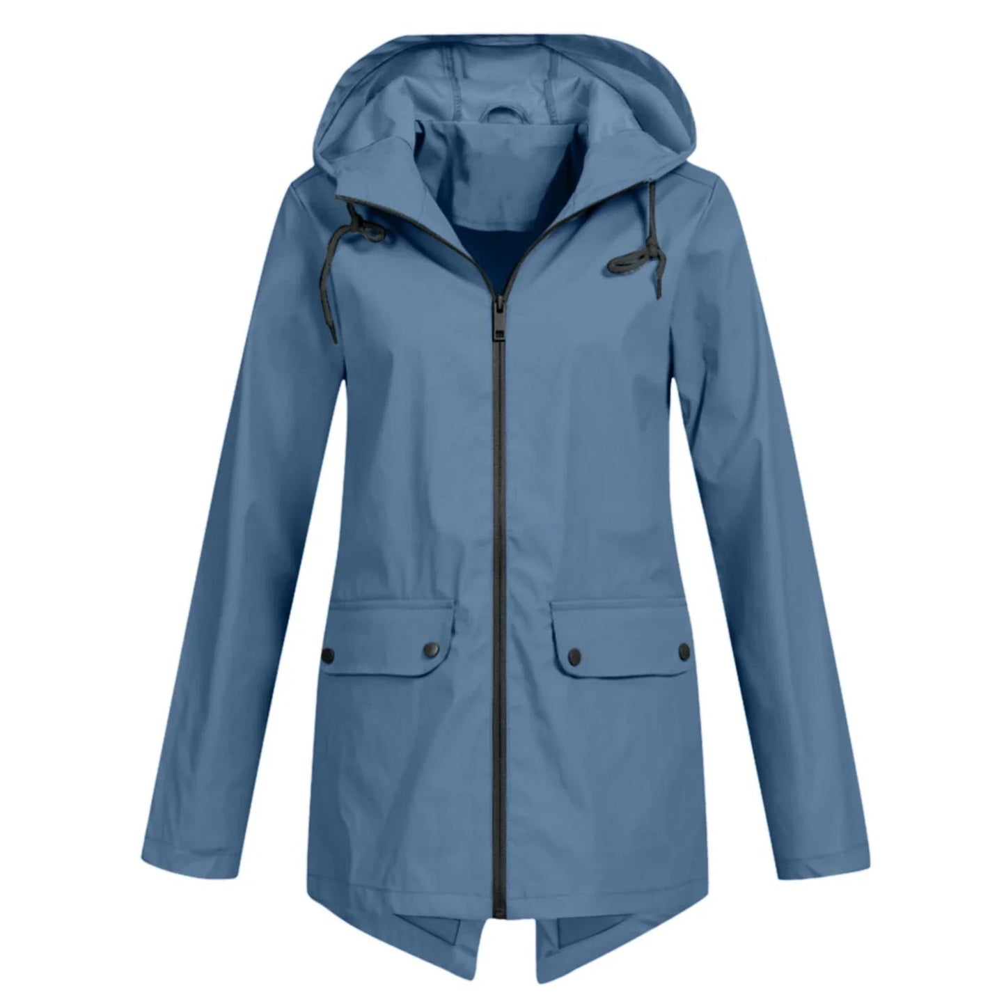 Chubasquero casual impermeable con capucha y cremallera para mujer | Ideal para otoño/invierno
