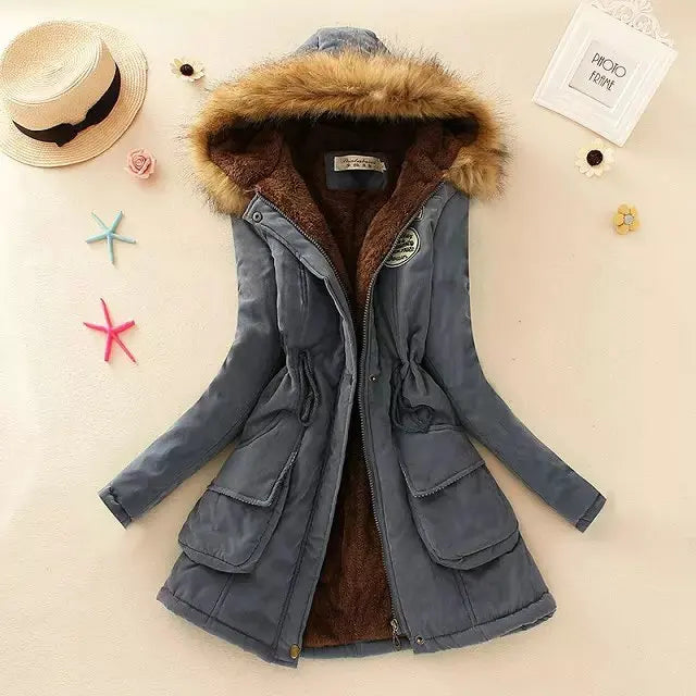 Hilde | cálida chaqueta de invierno forrada con capucha para mujer