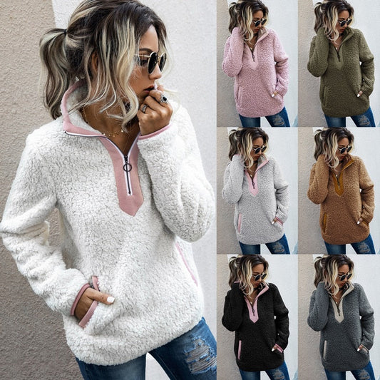 Jersey corto de punto grueso con cremallera Amara para mujer