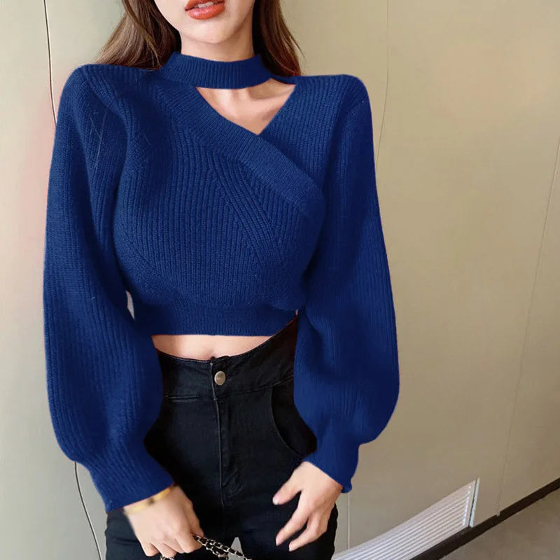 Jersey de cuello en V Dewey para mujer