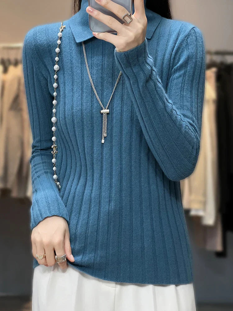 Miranda| jersey slim fit de manga larga para mujer