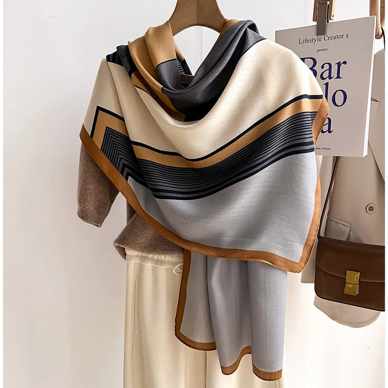 Bufanda de invierno chic | Bufanda de lana y algodón de lujo para señoras