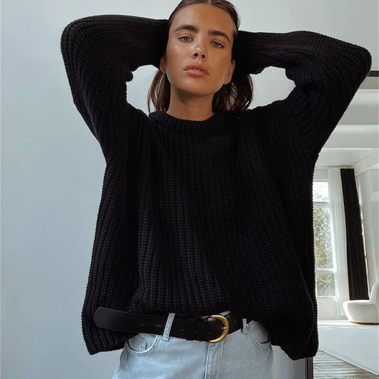 Jaylah - elegante jersey de punto con cuello redondo