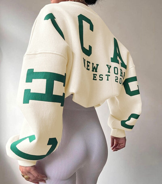 Irene - Jersey de manga larga con cuello en O para mujer