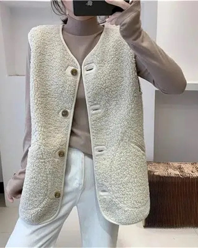 Chaleco Adriane | Chaqueta de lana sin mangas para mujer