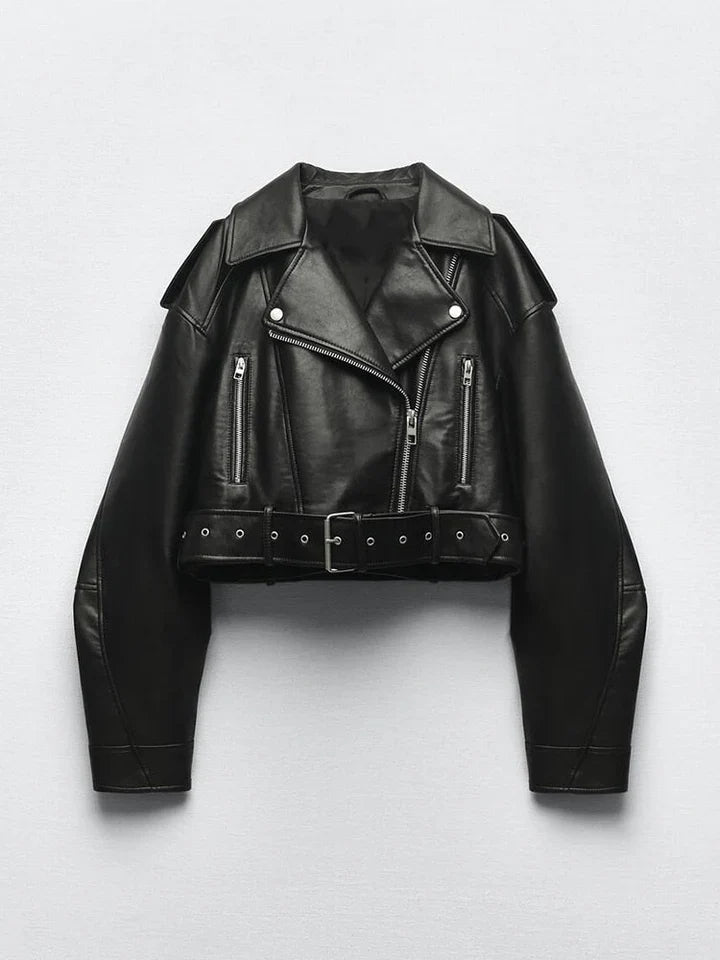Elegante chaqueta de cuero de invierno de estilo midi para mujer | Ideal para el invierno