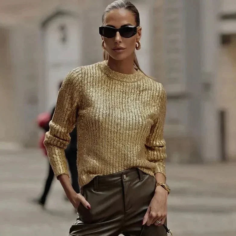 Jersey Rosalinda | Jersey de punto dorado para mujer