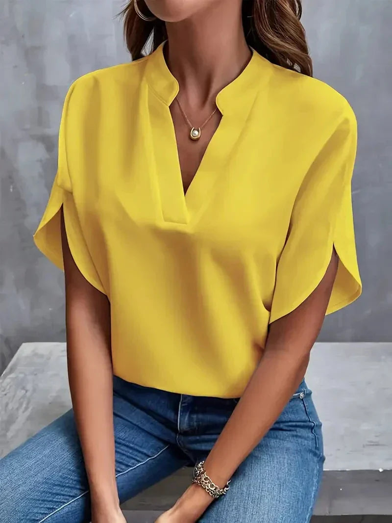 Lis - Lujo Mujer Elegante Blusa de gasa de seda
