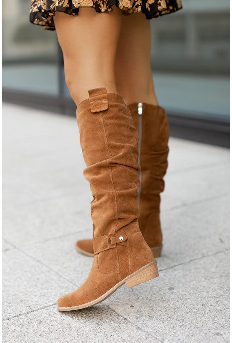 Botines de moda con cremallera y tacón