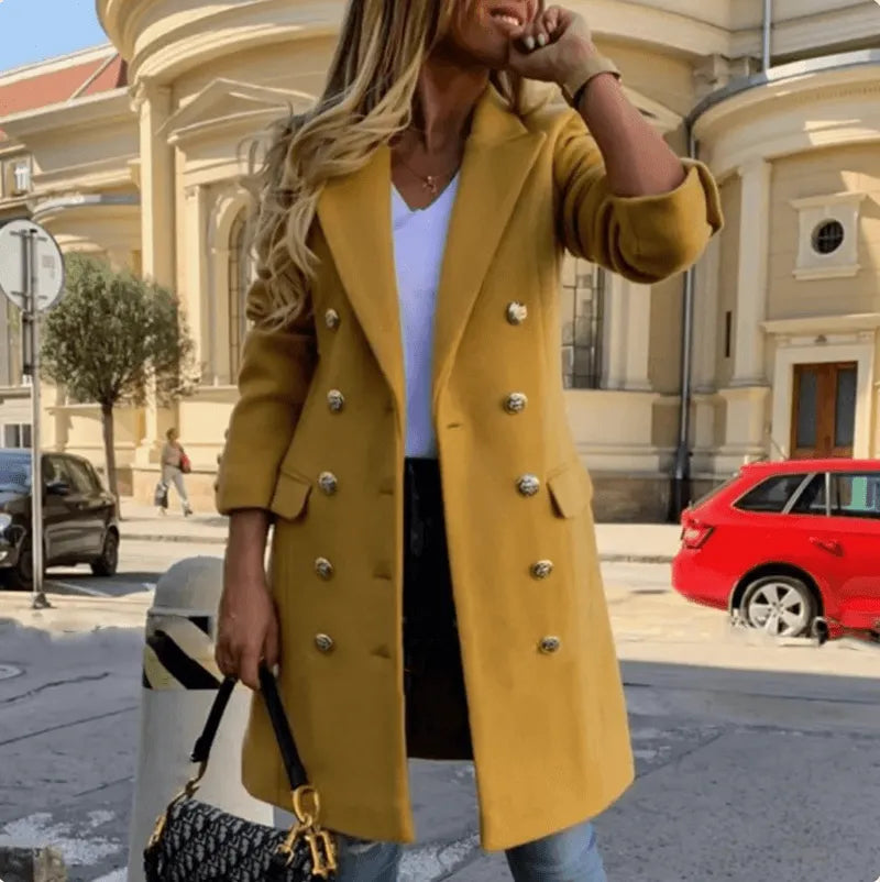 Chaqueta elegante para mujer | Cierre de doble botón | Tejido de alta calidad | Ideal para ocasiones formales y casuales