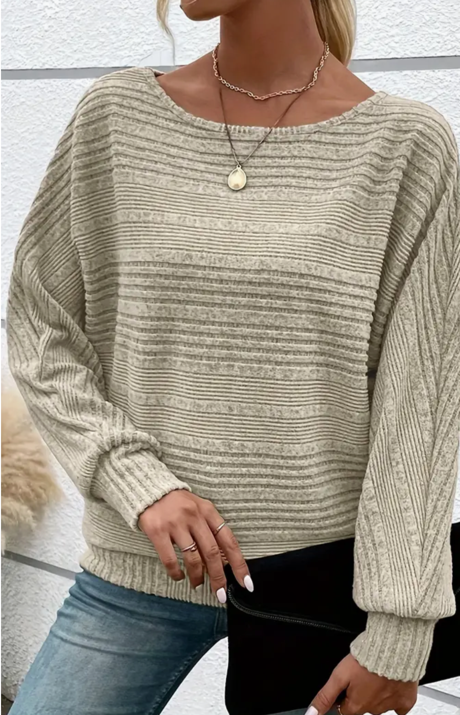 Jersey de mujer de manga larga y cuello redondo