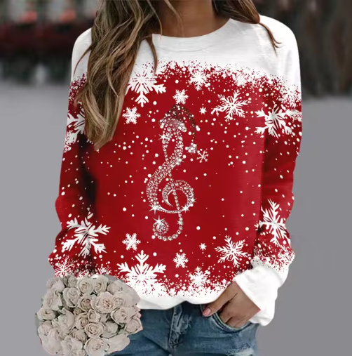 Heidi Fashion | Con Botón De Música Y Copos De Nieve Cálido Y Elegante Jersey De Invierno