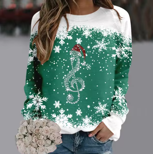 Heidi Fashion | Con Botón De Música Y Copos De Nieve Cálido Y Elegante Jersey De Invierno