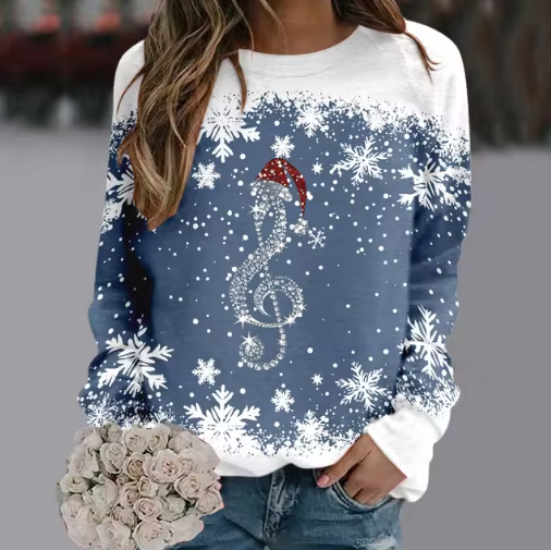 Heidi Fashion | Con Botón De Música Y Copos De Nieve Cálido Y Elegante Jersey De Invierno
