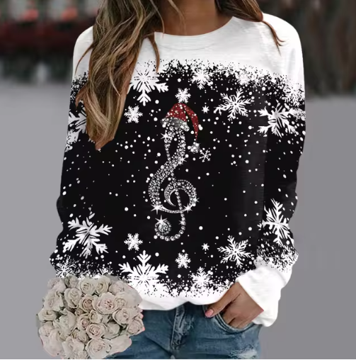Heidi Fashion | Con Botón De Música Y Copos De Nieve Cálido Y Elegante Jersey De Invierno