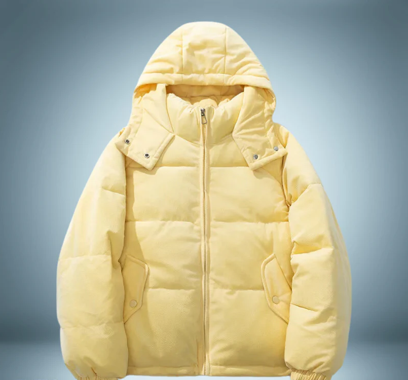 Chaqueta de plumón marrón con capucha