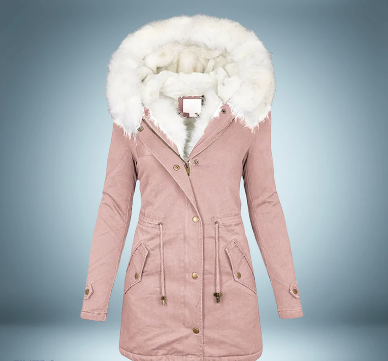 Exclusiva parka con cuello de piel en negro