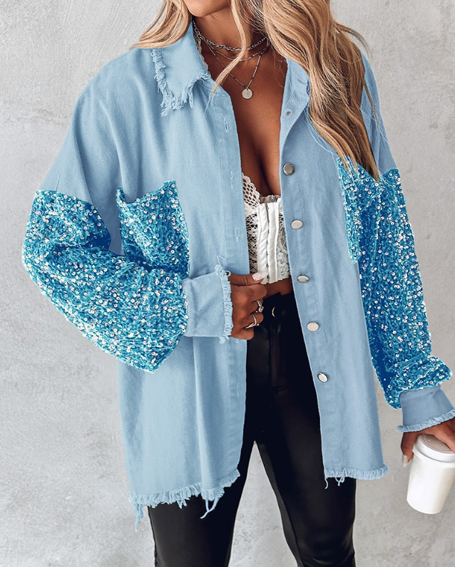 Scarlett | chaqueta de lentejuelas en contraste para la primavera