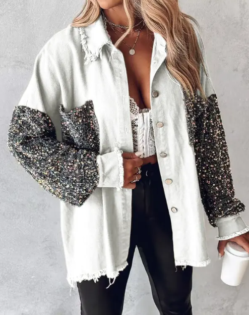 Scarlett | chaqueta de lentejuelas en contraste para la primavera