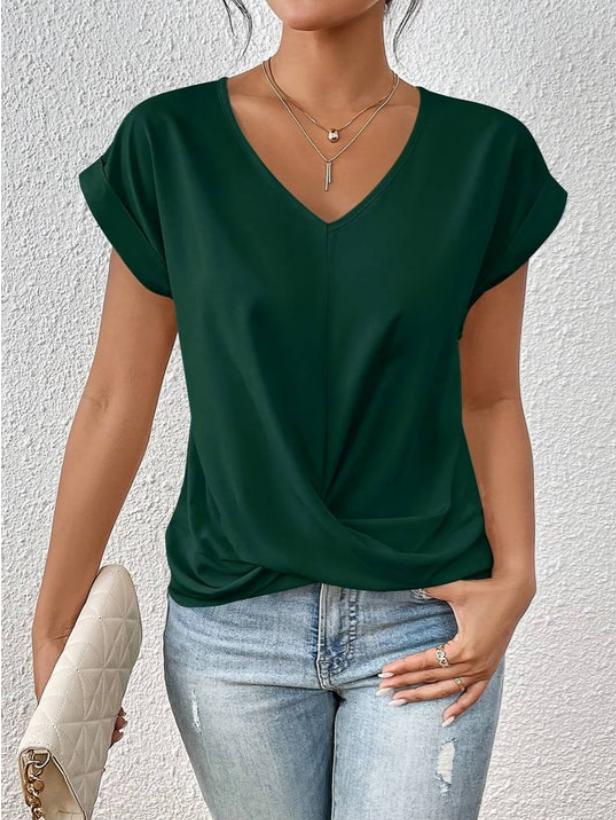 Aurelia | Blusa Casual Drapeada Cuello en V para Mujer