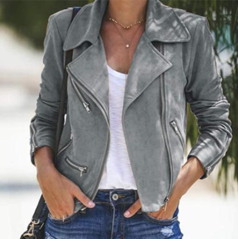 Casual chaqueta de cuero negro con cremallera para las mujeres | Ideal para todos los días