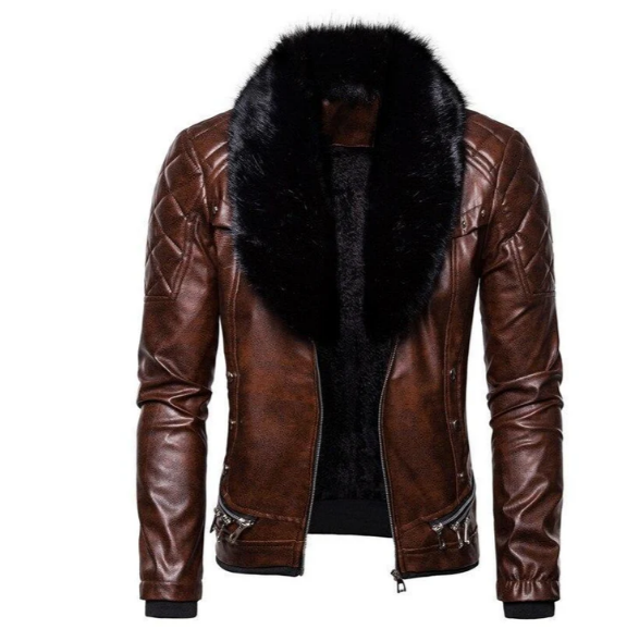 Chaqueta casual de cuero vegano con piel sintética para mujer | Perfecta para el día a día