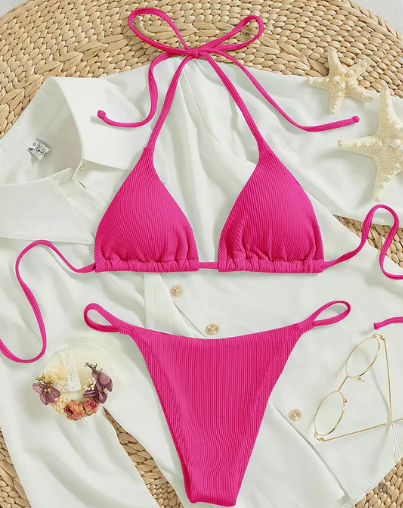Antonella® | Bikini alto azul con escote en V