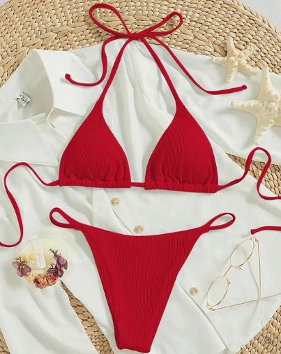 Antonella® | Bikini alto azul con escote en V