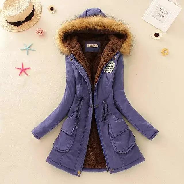 Hilde | cálida chaqueta de invierno forrada con capucha para mujer