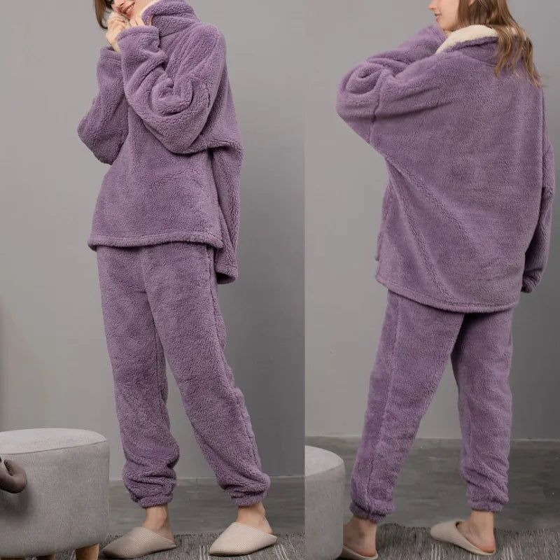 Heidi-Mode - Acogedor pijama de forro polar para mujer - ropa de dormir cómoda