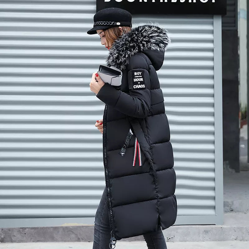 Fridli | abrigo largo de invierno con cuello de piel para mujer