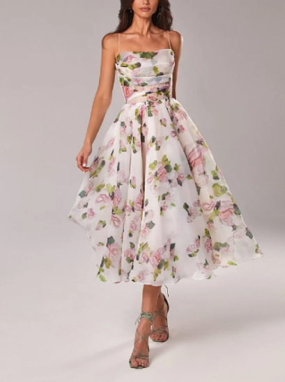 Stella - Vestido asimétrico con lazo estampado