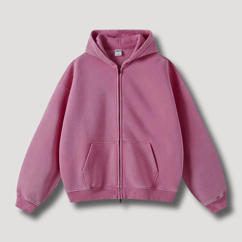 Timo | Sudadera con capucha y cremallera de aspecto vintage deslavado
