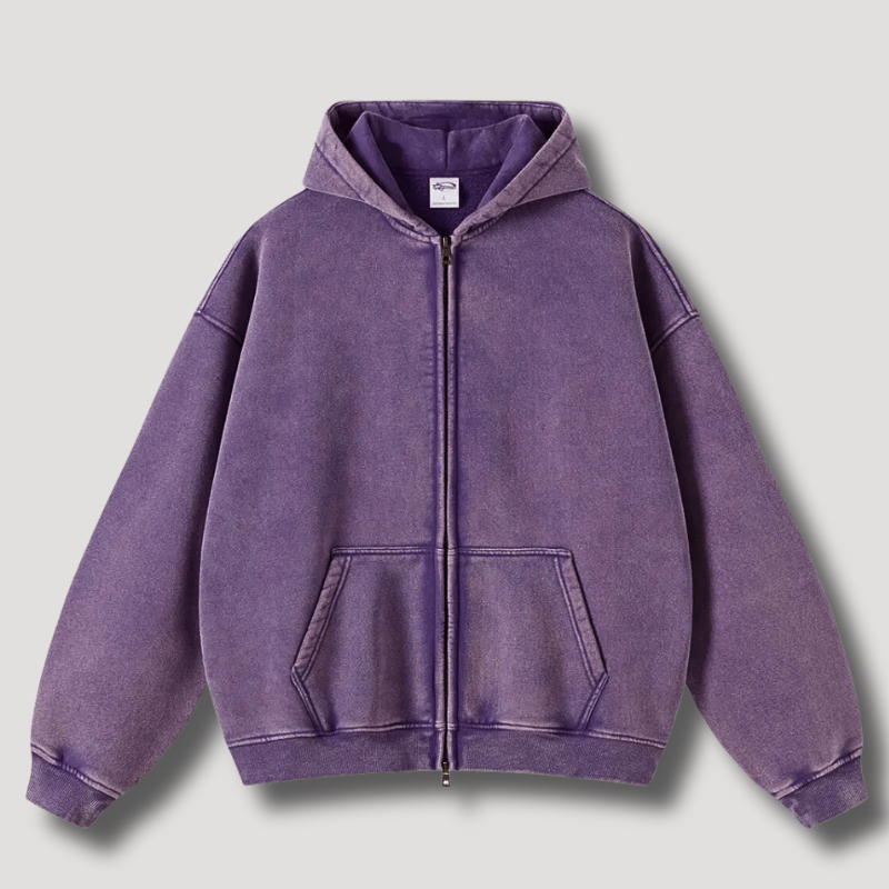 Timo | Sudadera con capucha y cremallera de aspecto vintage deslavado