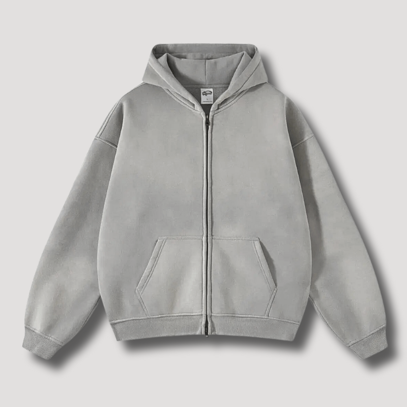 Timo | Sudadera con capucha y cremallera de aspecto vintage deslavado