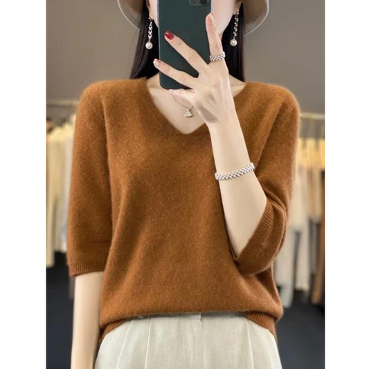 Jersey de mujer con cuello de pico