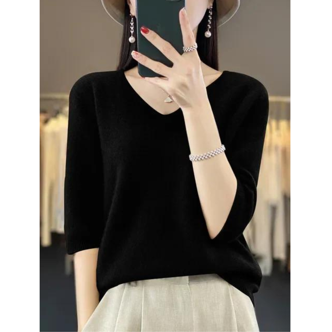 Jersey de mujer con cuello de pico