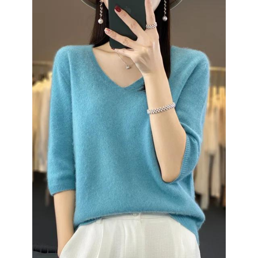 Jersey de mujer con cuello de pico