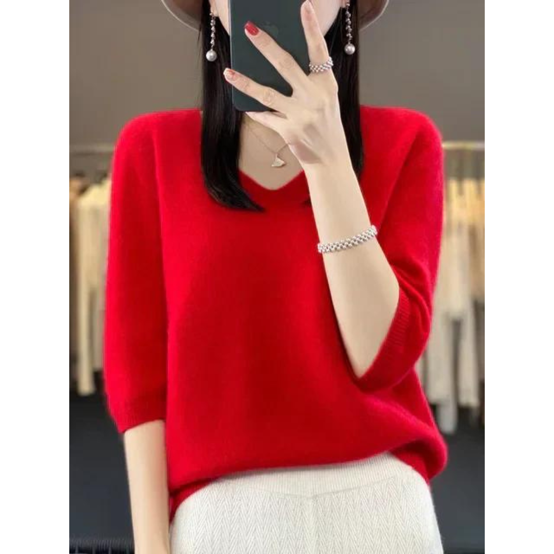Jersey de mujer con cuello de pico