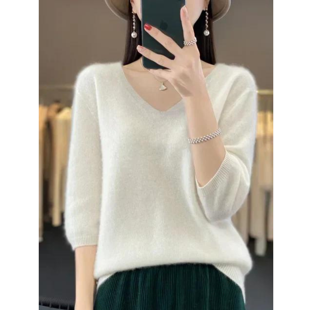 Jersey de mujer con cuello de pico
