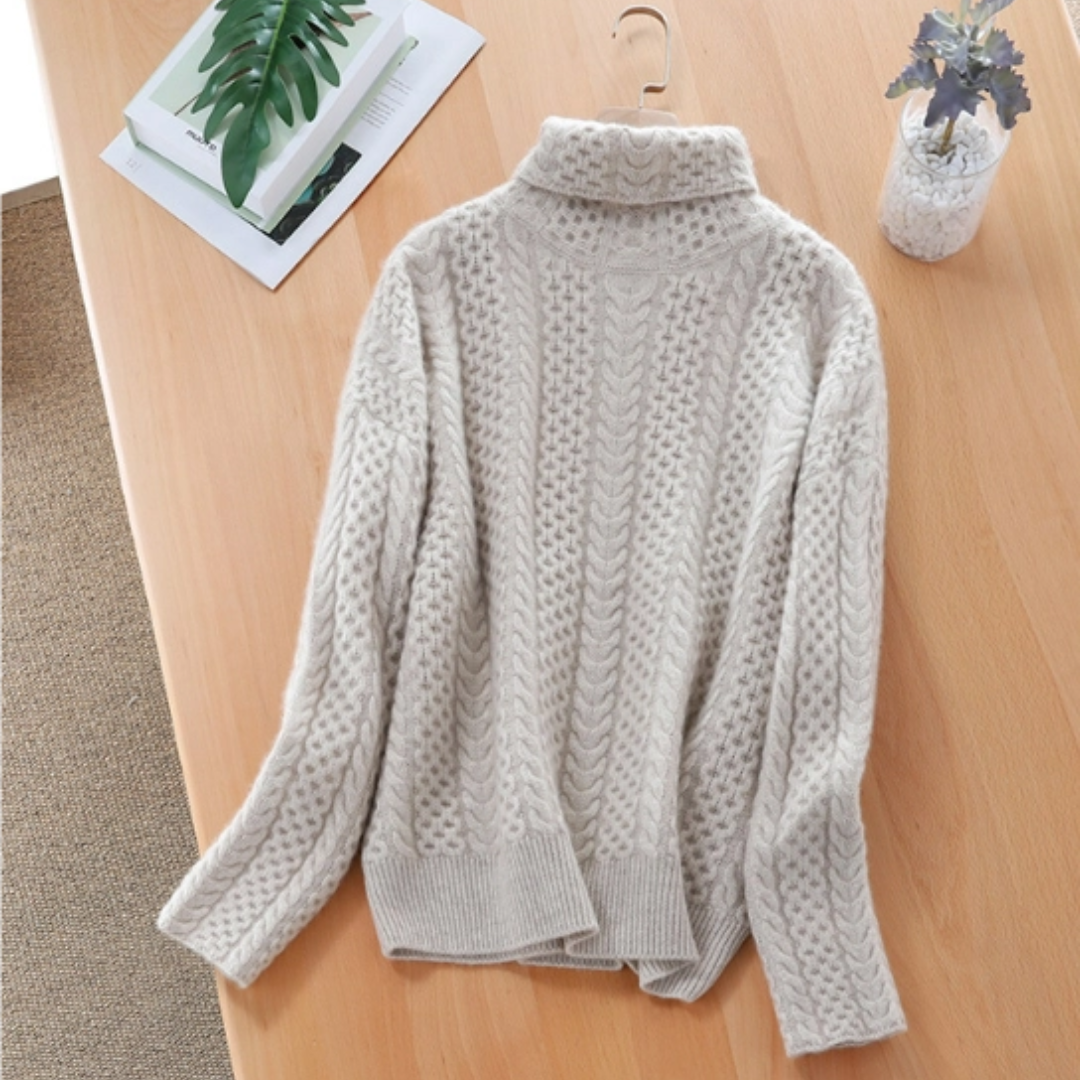 Jersey de punto de invierno con cuello alto para mujer