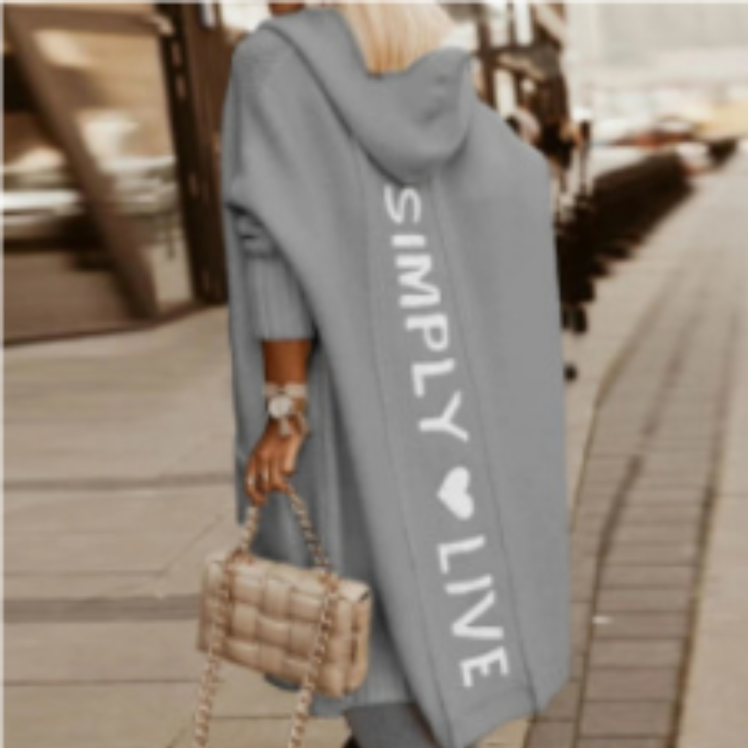 Elegante chaqueta de punto larga para mujer