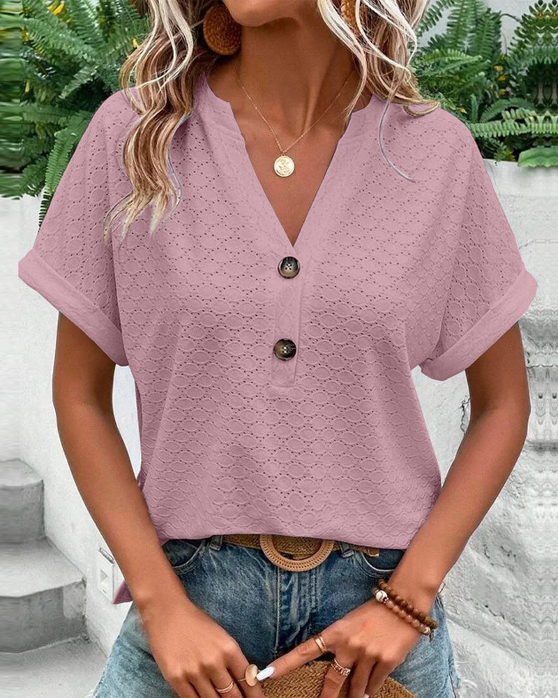 Chelsea - Top de color liso con cuello en V