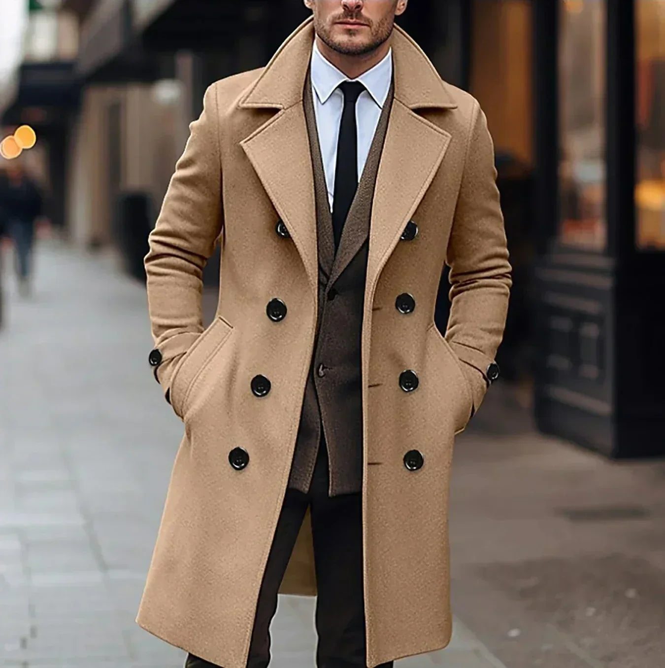 Elegante abrigo de lana para hombre para los días fríos