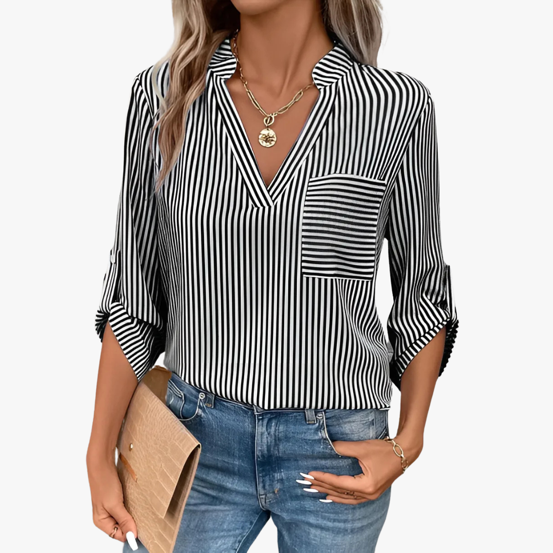 Blusa elegante de rayas para mujer