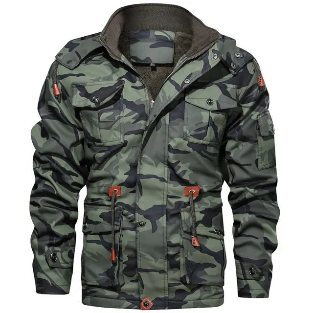 Elegante chaqueta de invierno de camuflaje con múltiples bolsillos para hombre | Ideal para otoño/invierno