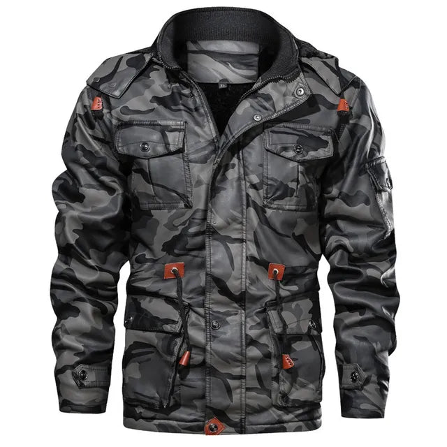 Elegante chaqueta de invierno de camuflaje con múltiples bolsillos para hombre | Ideal para otoño/invierno