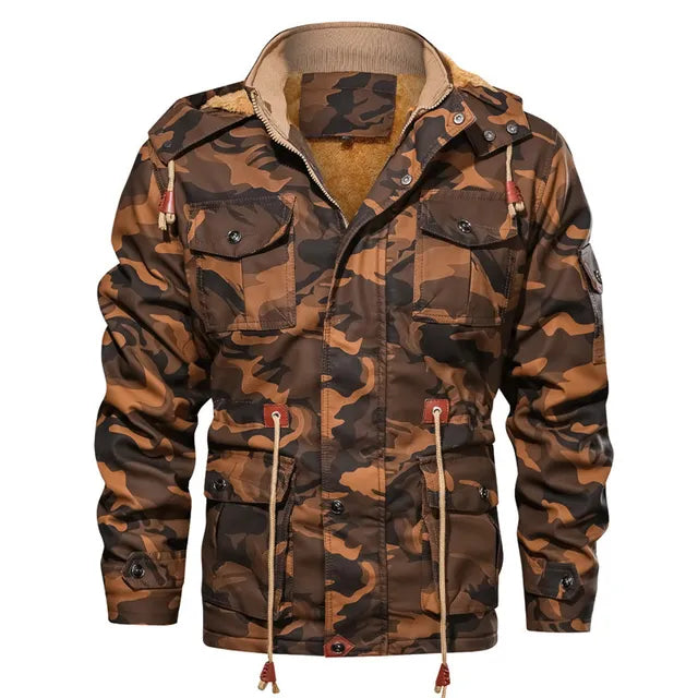 Elegante chaqueta de invierno de camuflaje con múltiples bolsillos para hombre | Ideal para otoño/invierno