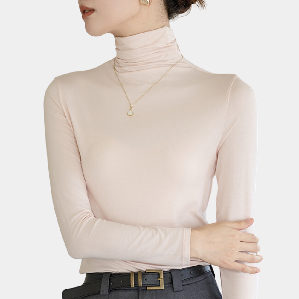 KAHNAY - Jersey casual de cuello alto para mujer